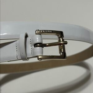 Nine West White Belt with Gold Buckle S new